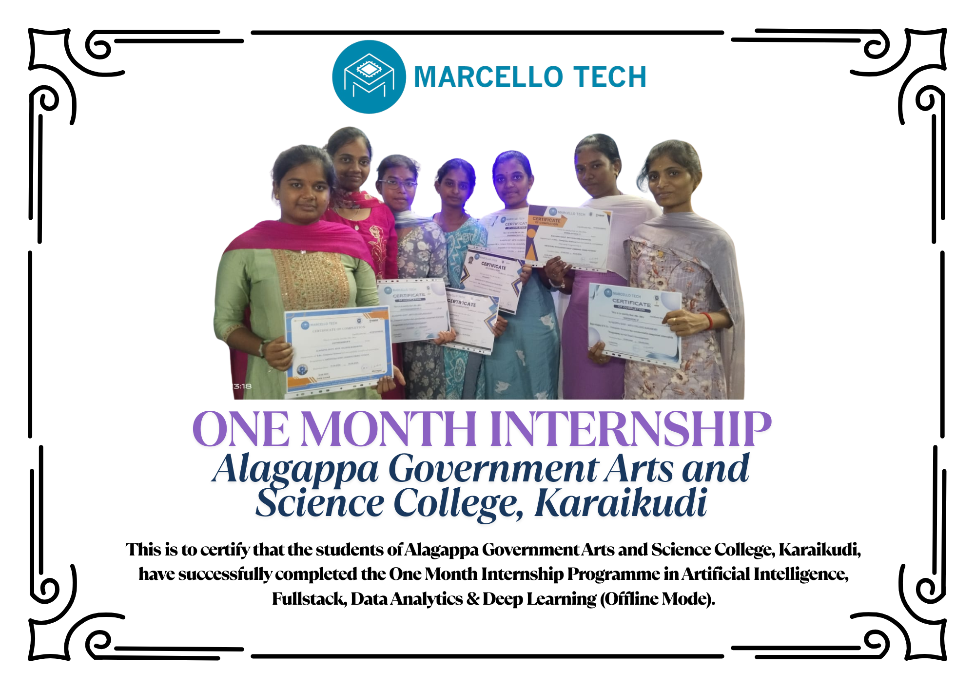 Marcello Tech internship certificate 2