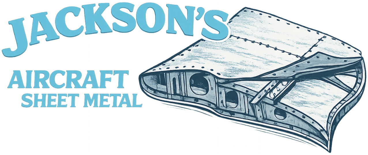 Jackson's Aircraft Sheet Metal Inc logo with aircraft panel illustration