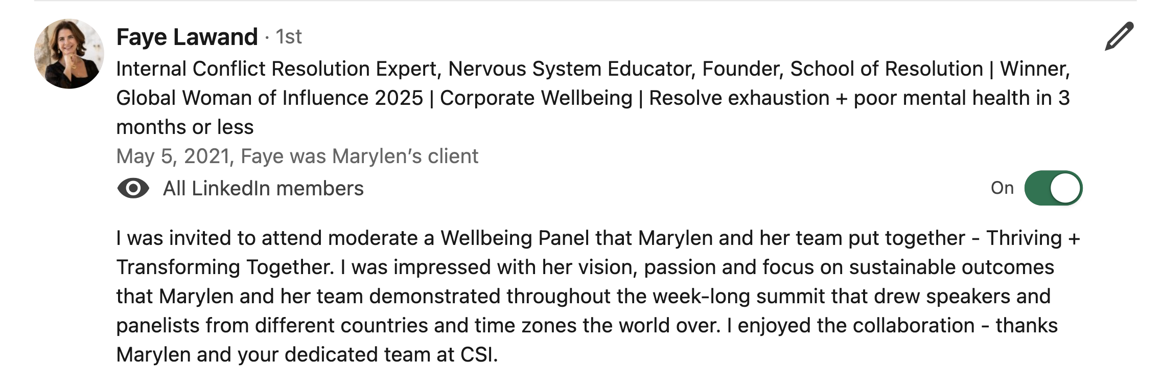 LinkedIn recommendation