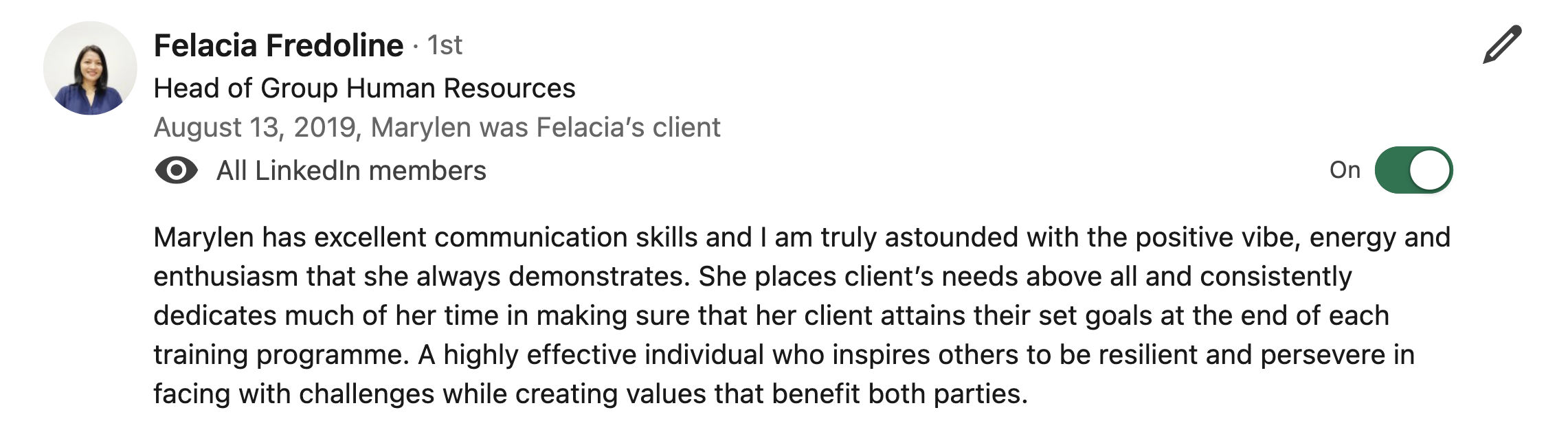 LinkedIn recommendation