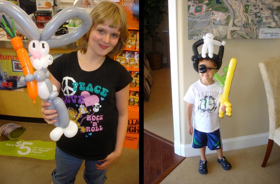 Child holding detailed balloon art