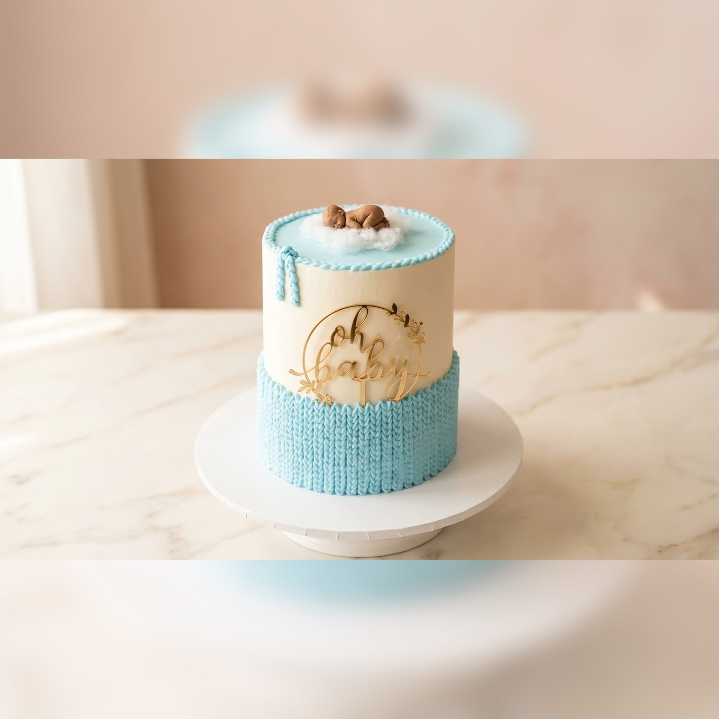 Neutral Elegant Baby Shower Cake