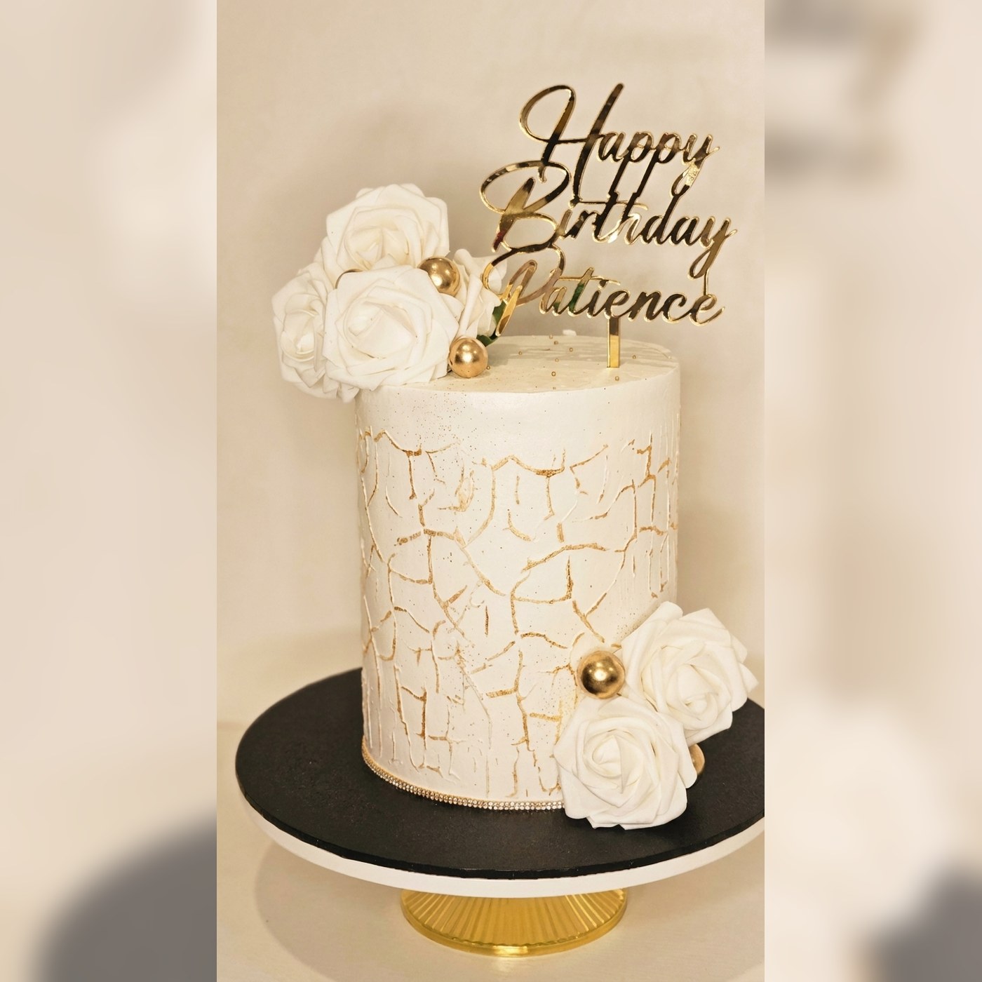 White Rose Birthday Cake by Simshine Cakes