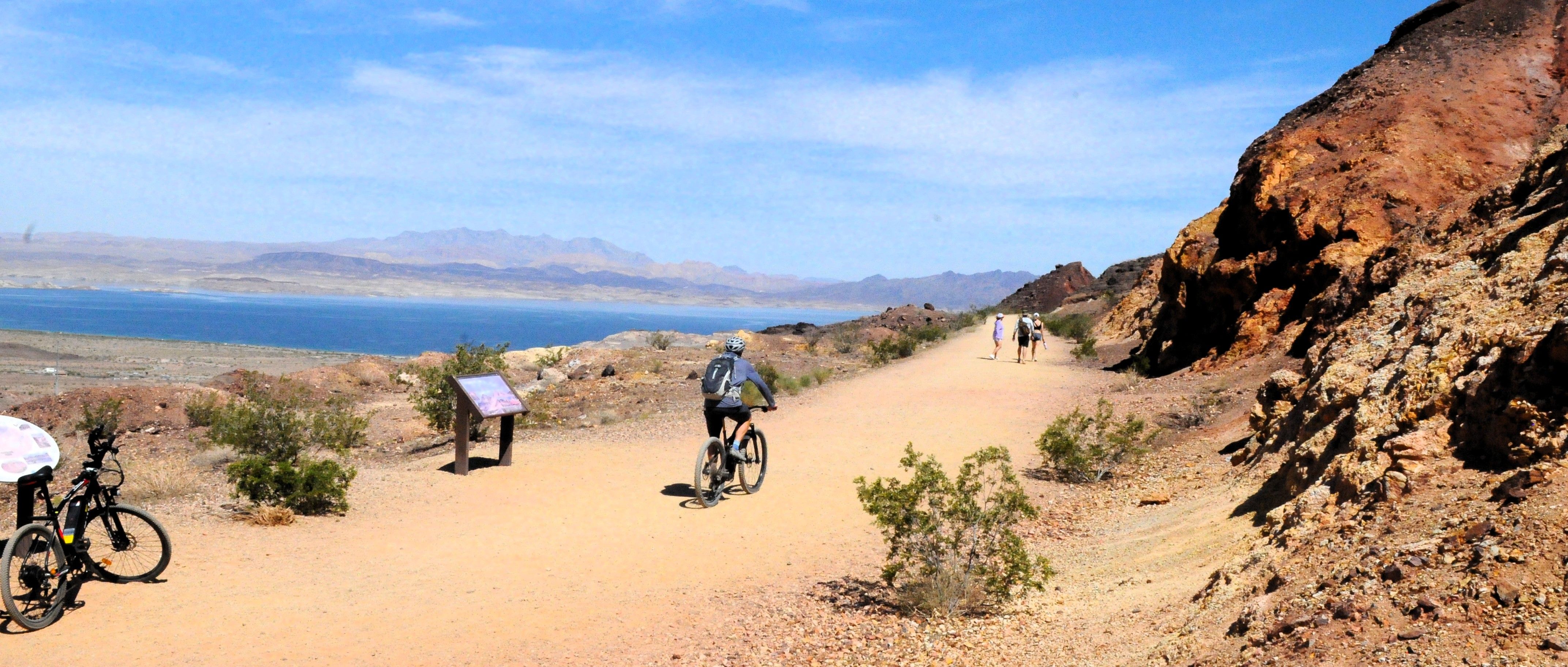 E-bike beside a historic railroad tunnel on the Hoover Dam trail