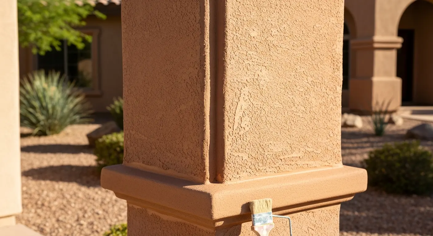 Stucco painting on home exterior