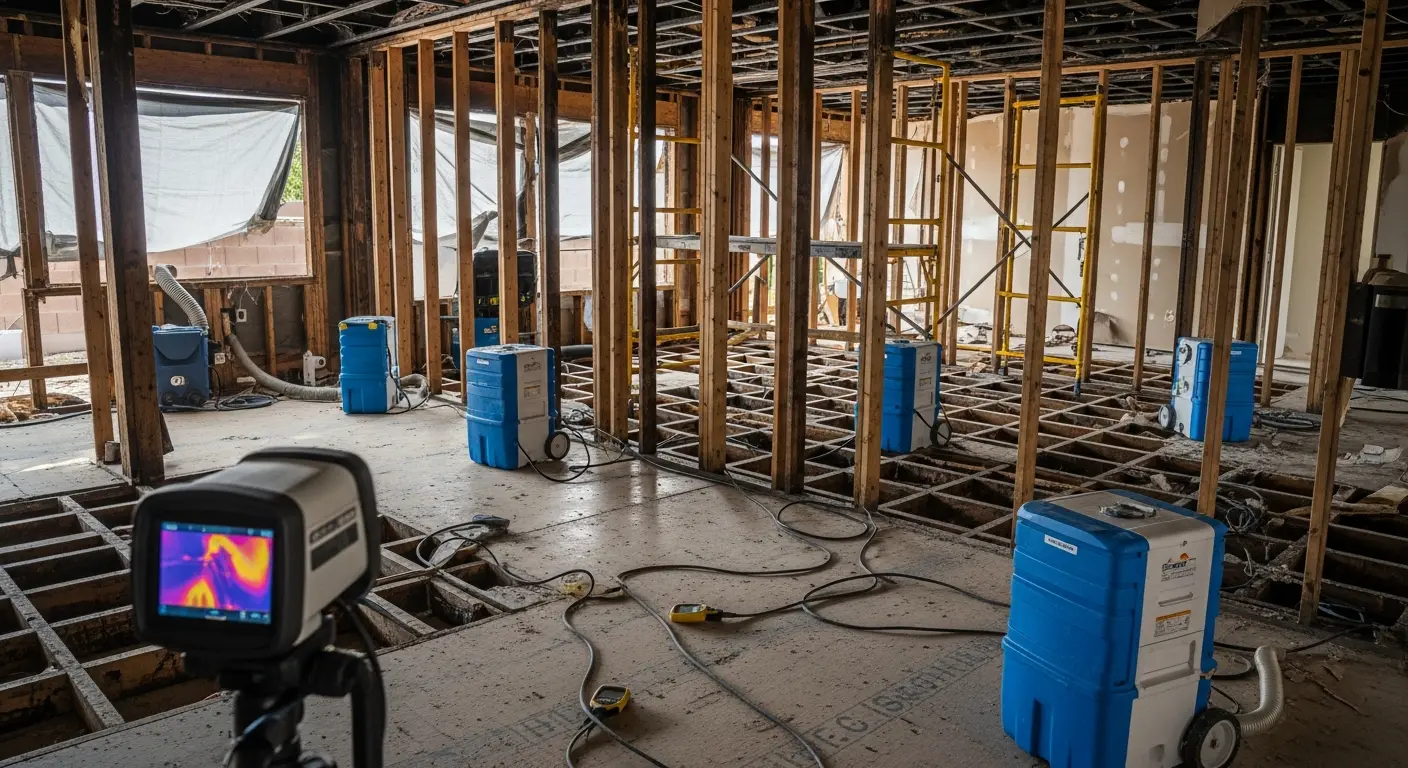 Fire-damaged home restoration in progress by Titan contractors in Wittmann