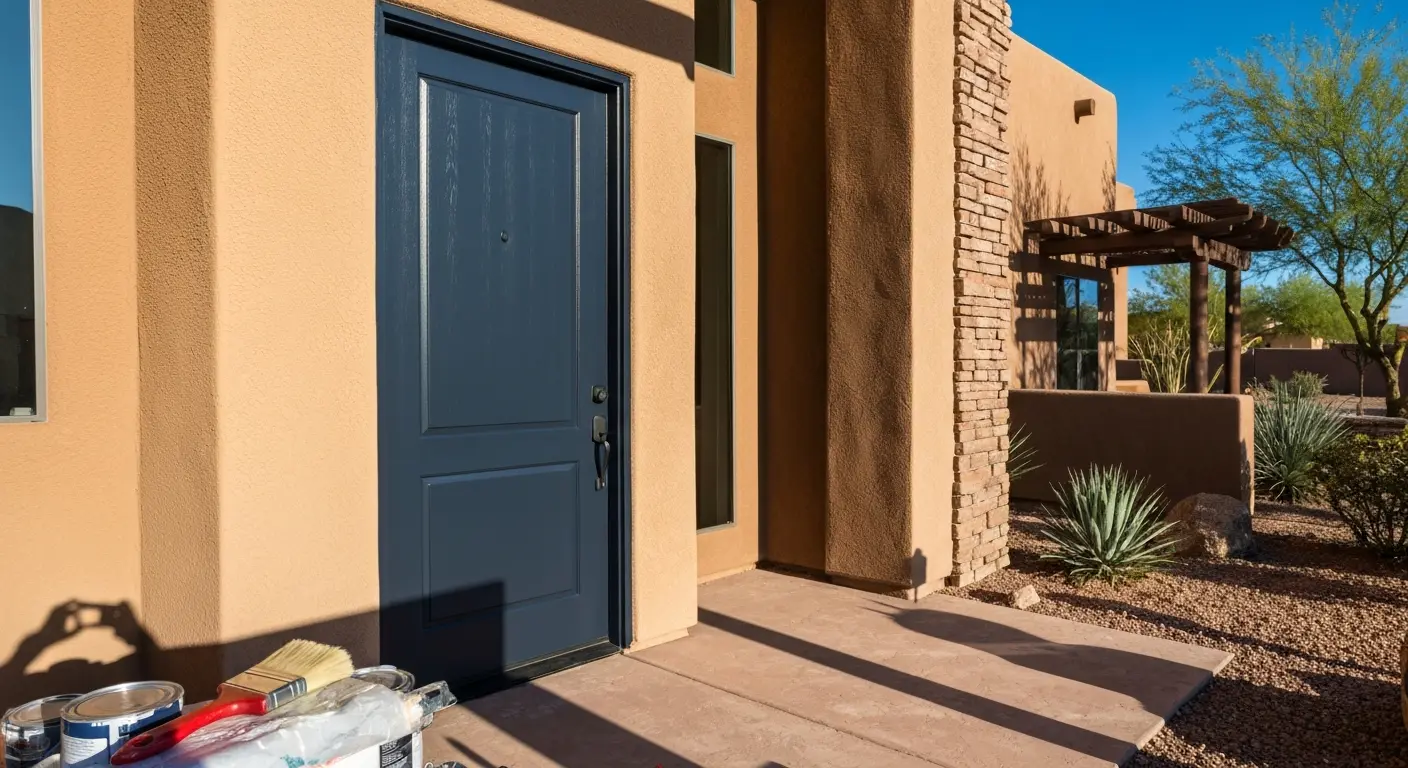 Painted front door and entry