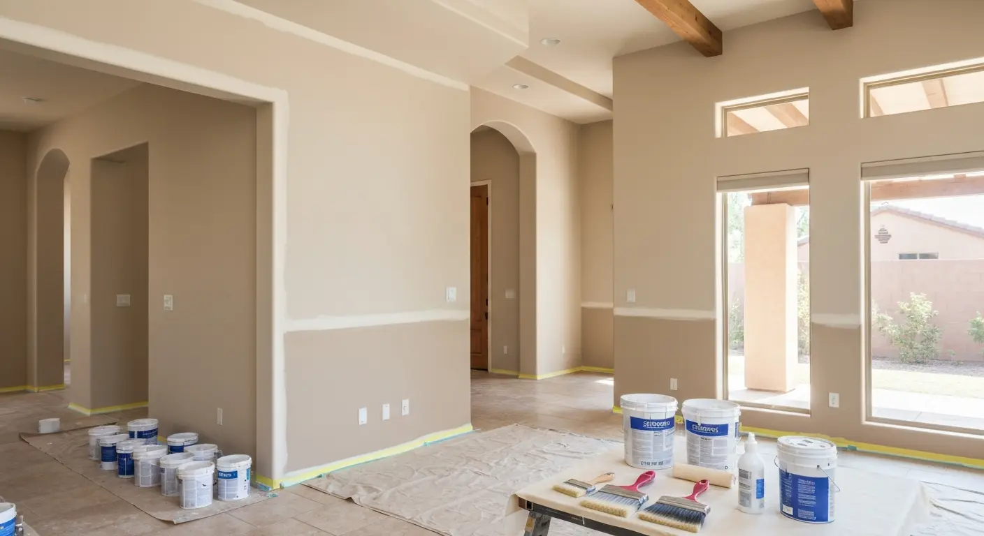 Living room painted in soft neutral tones