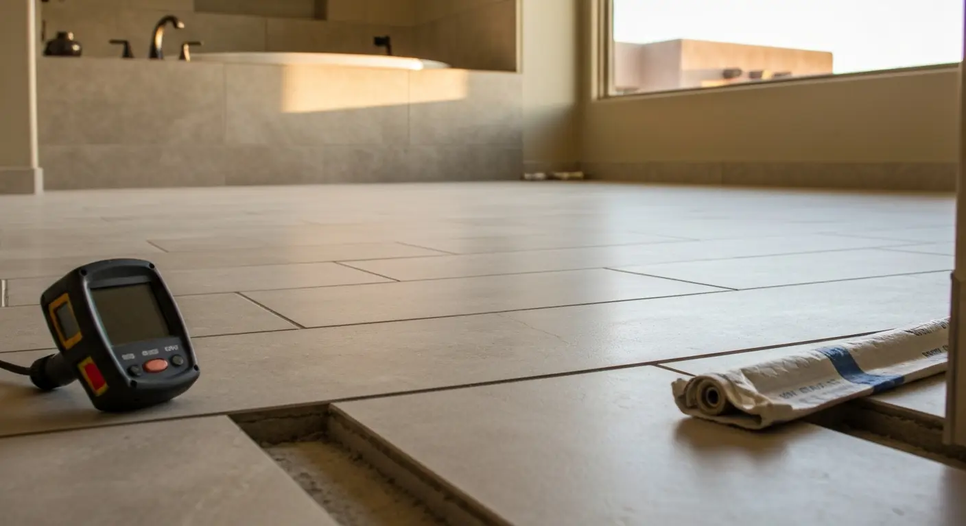 Radiant heated bathroom floor
