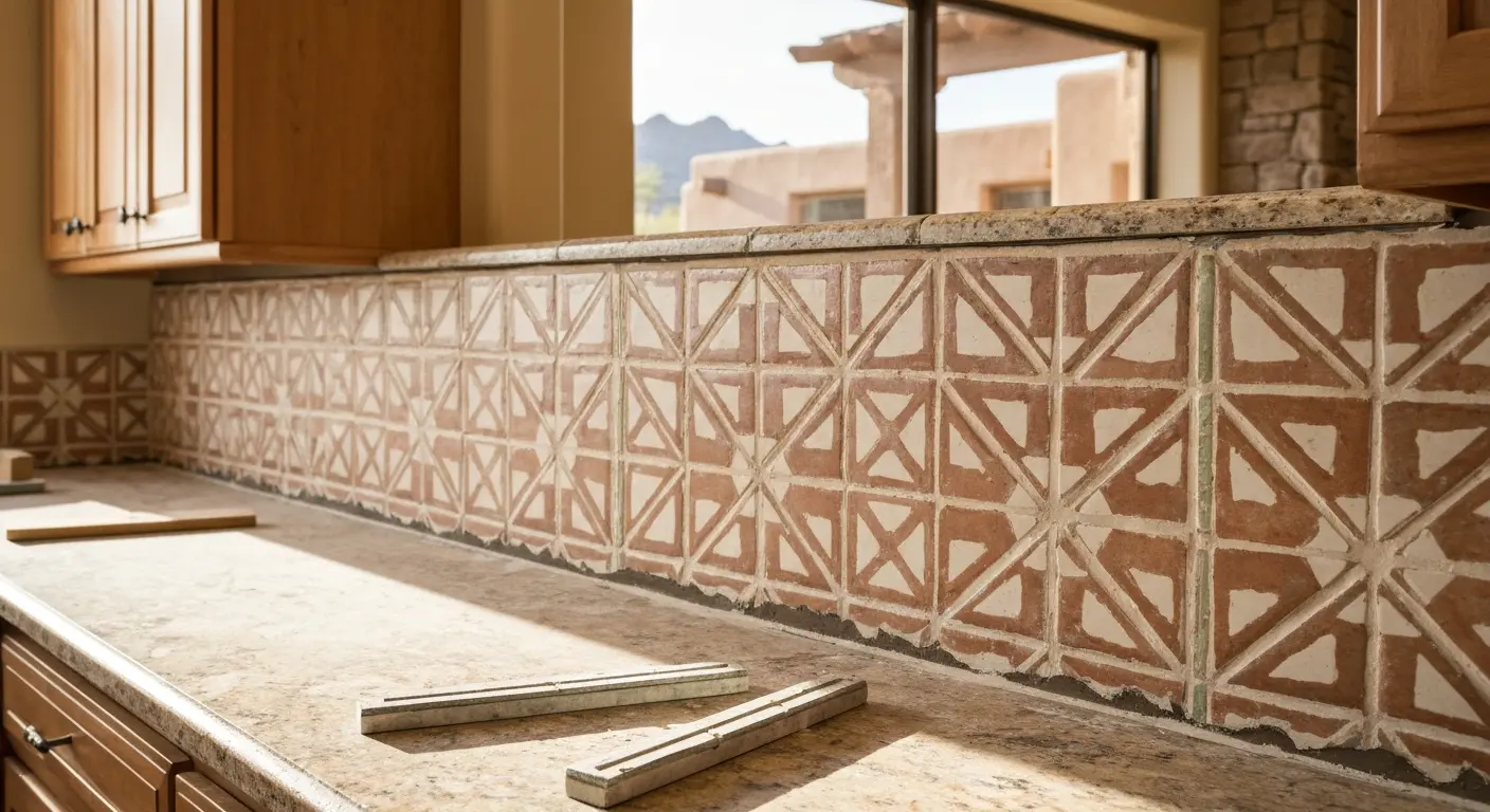 Mosaic tile backsplash installation