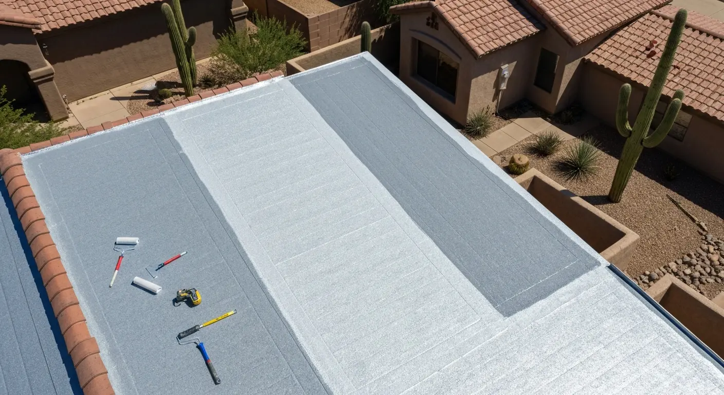 Cool roof installation reducing energy use
