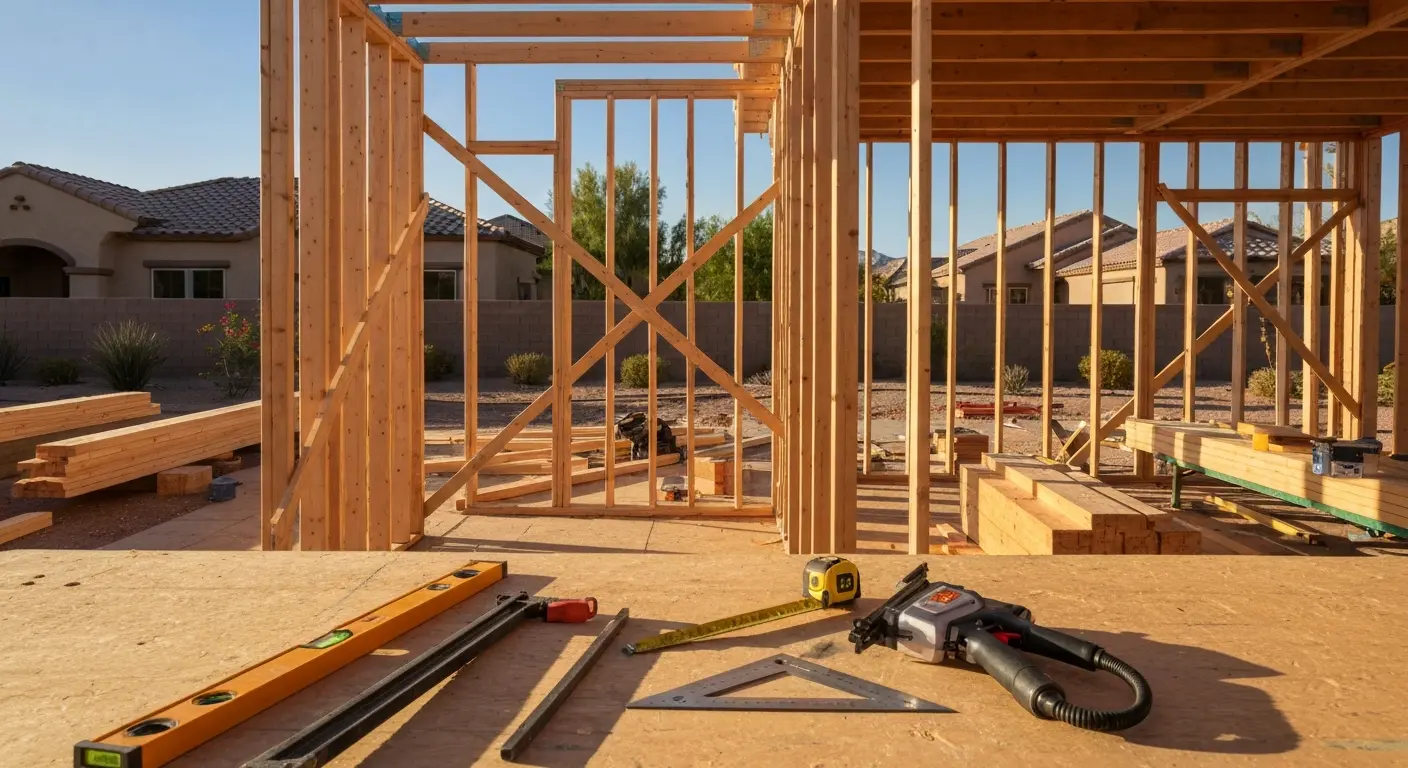 New home framing in progress