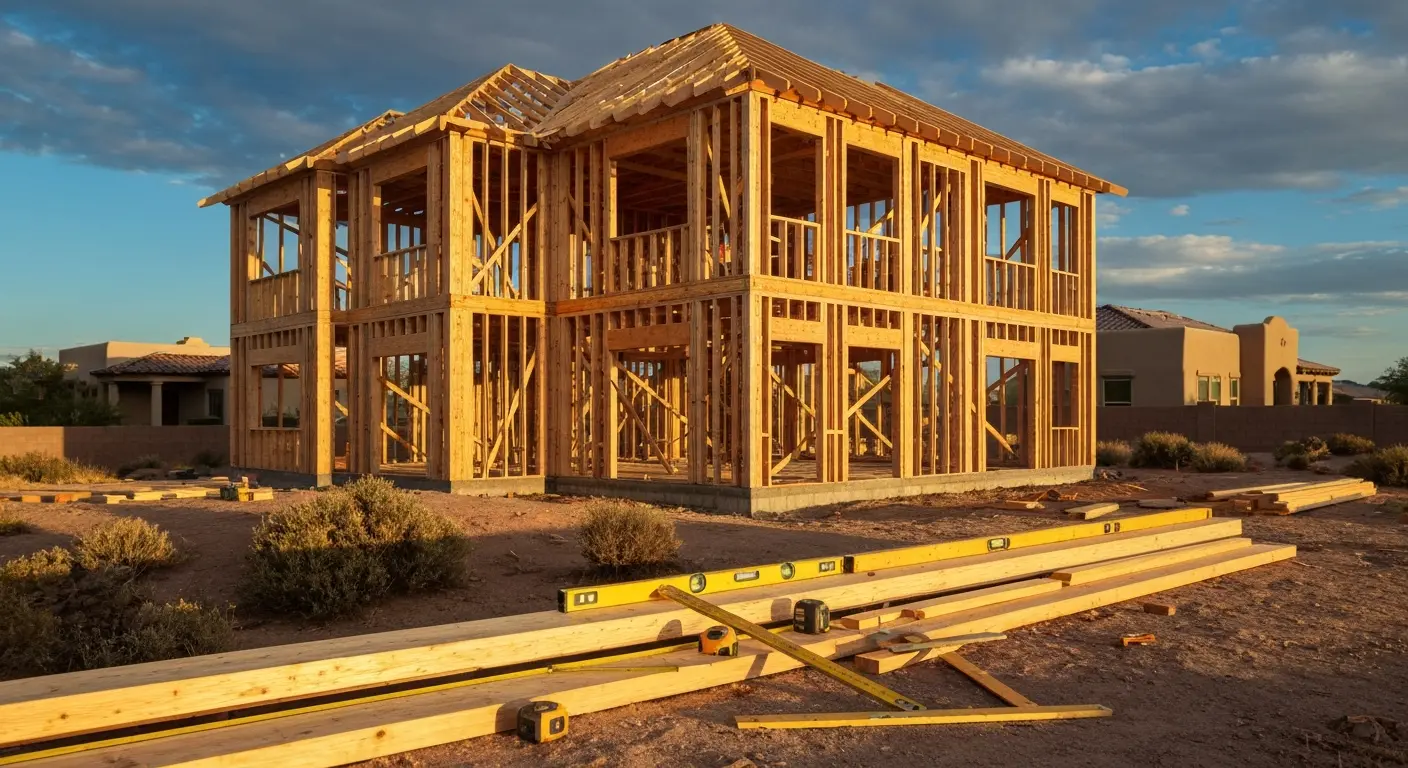 Custom home construction site in Glendale