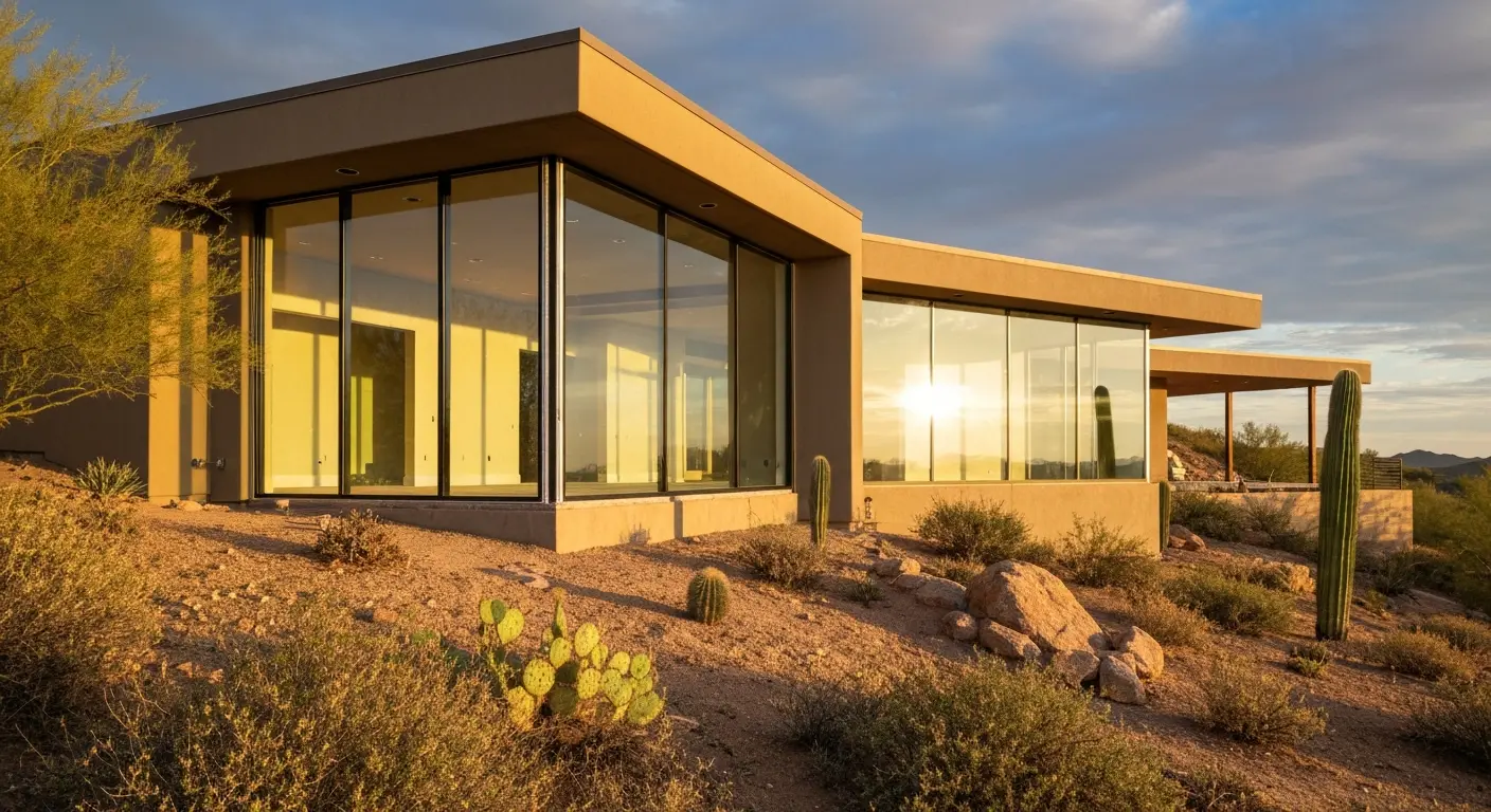 Modern home with glass walls