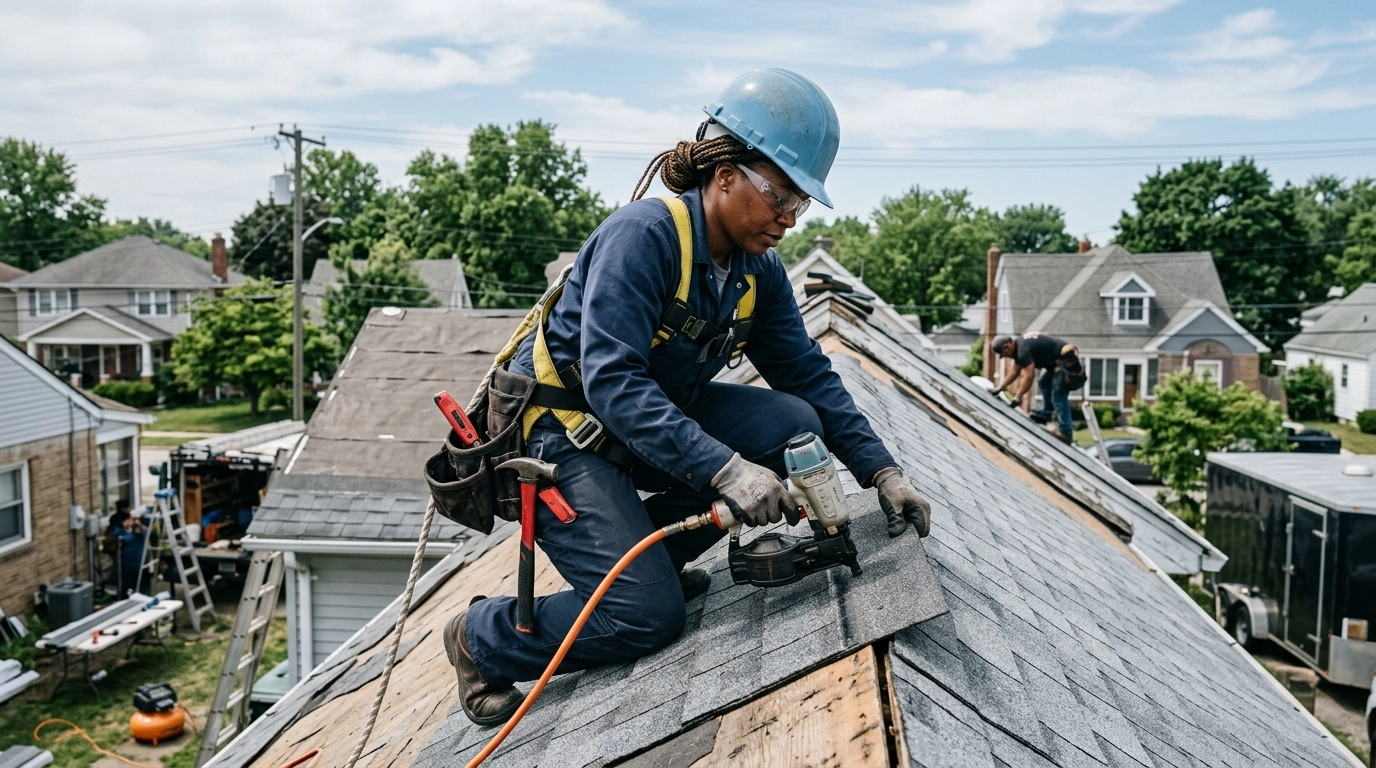 roofer working marketing automations 