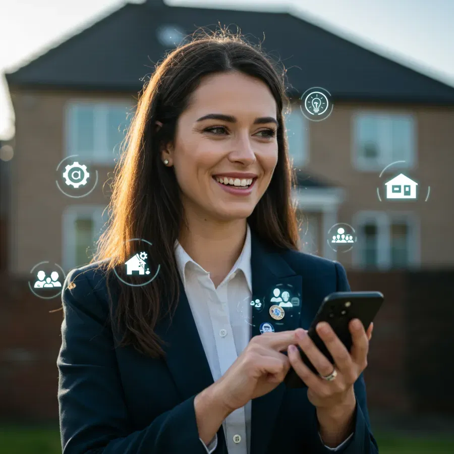 happy realtor on phone marketing automations