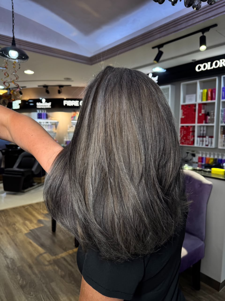 After Grey Blending Dubai soft dimensional colour on medium brown hair