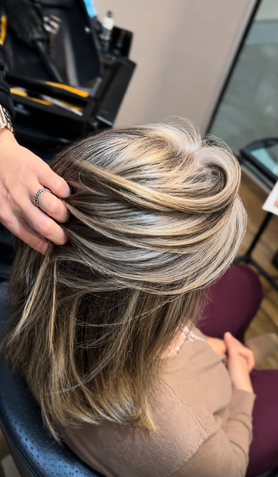After Grey Blending Dubai soft blend on black hair
