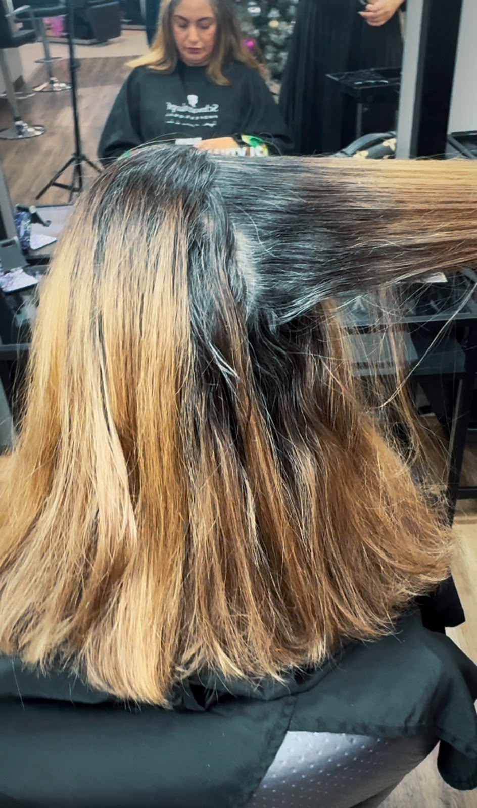 Before Grey Blending Dubai on ash brown hair with regrowth