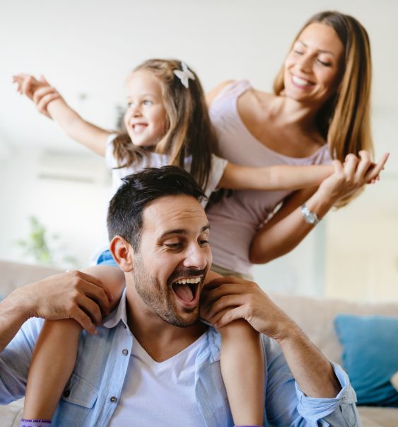 happy family playing together