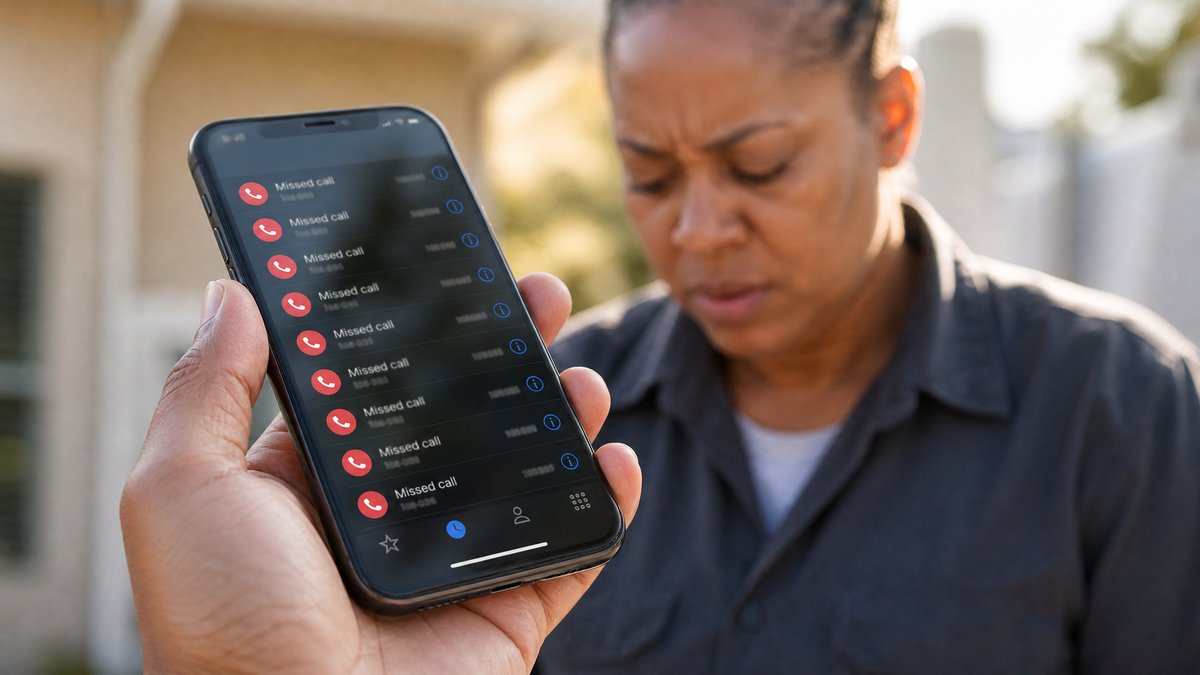 Missed calls on a phone screen