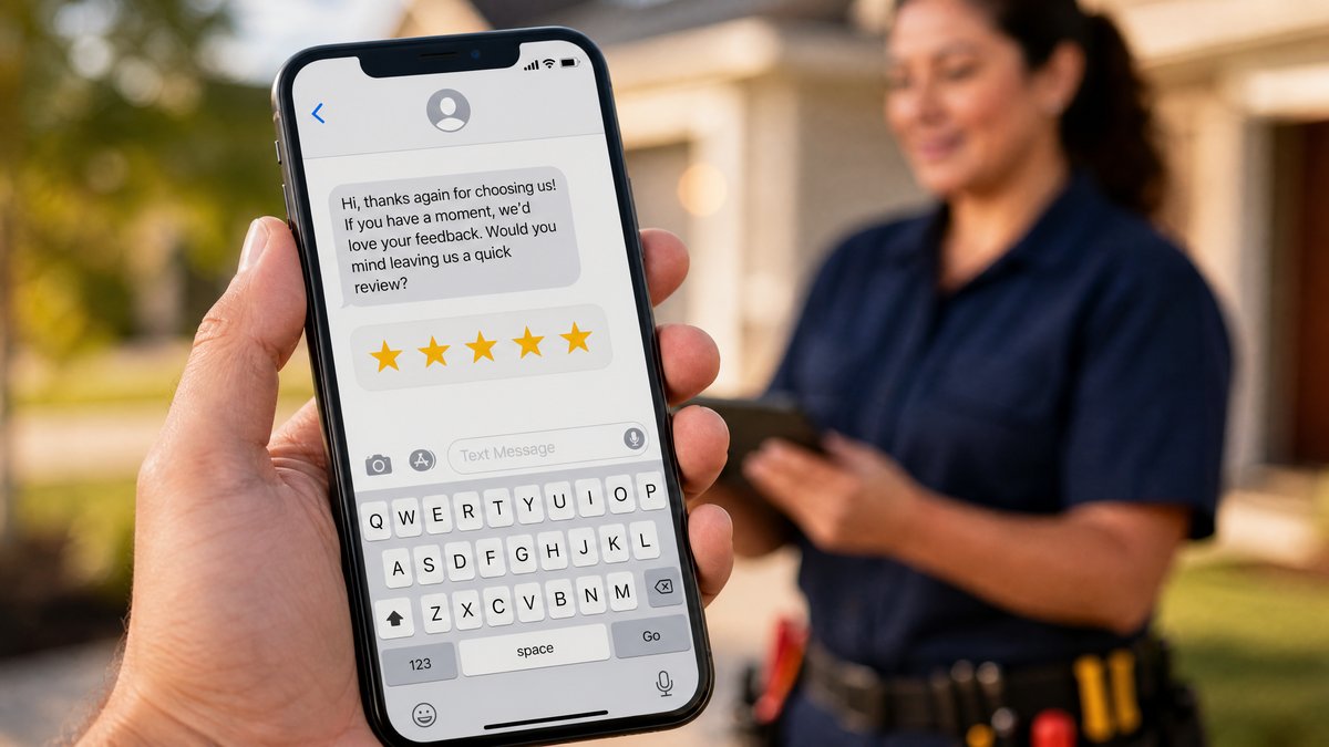 Automated review request via text message