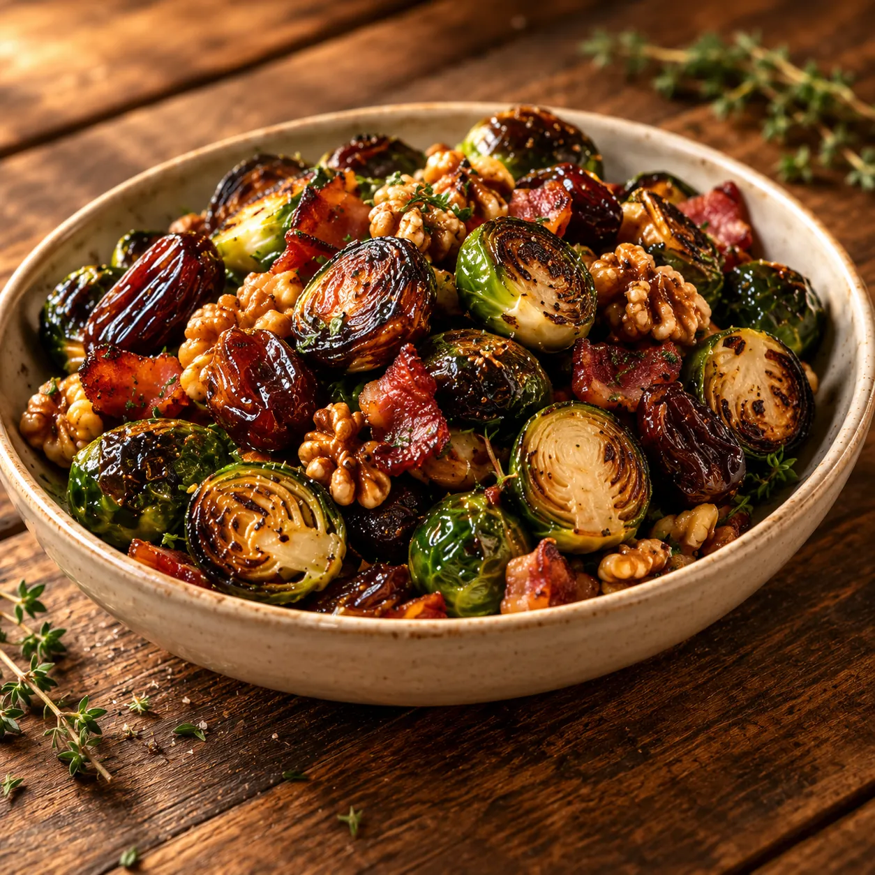 Brussels sprouts with dates and bacon