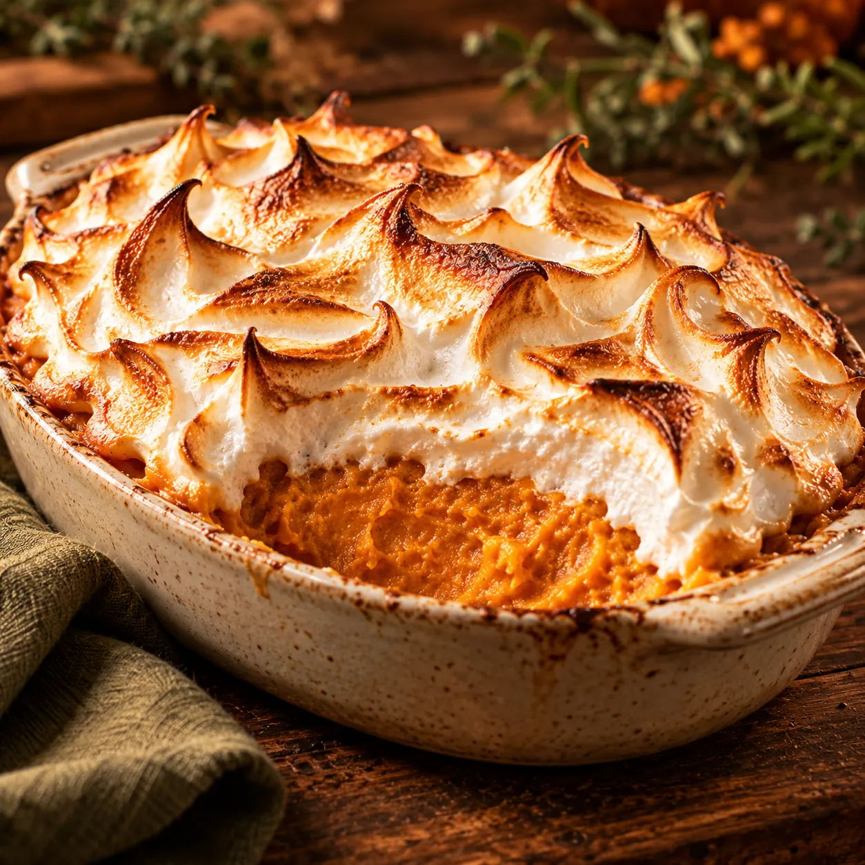 Sweet potato casserole with meringue