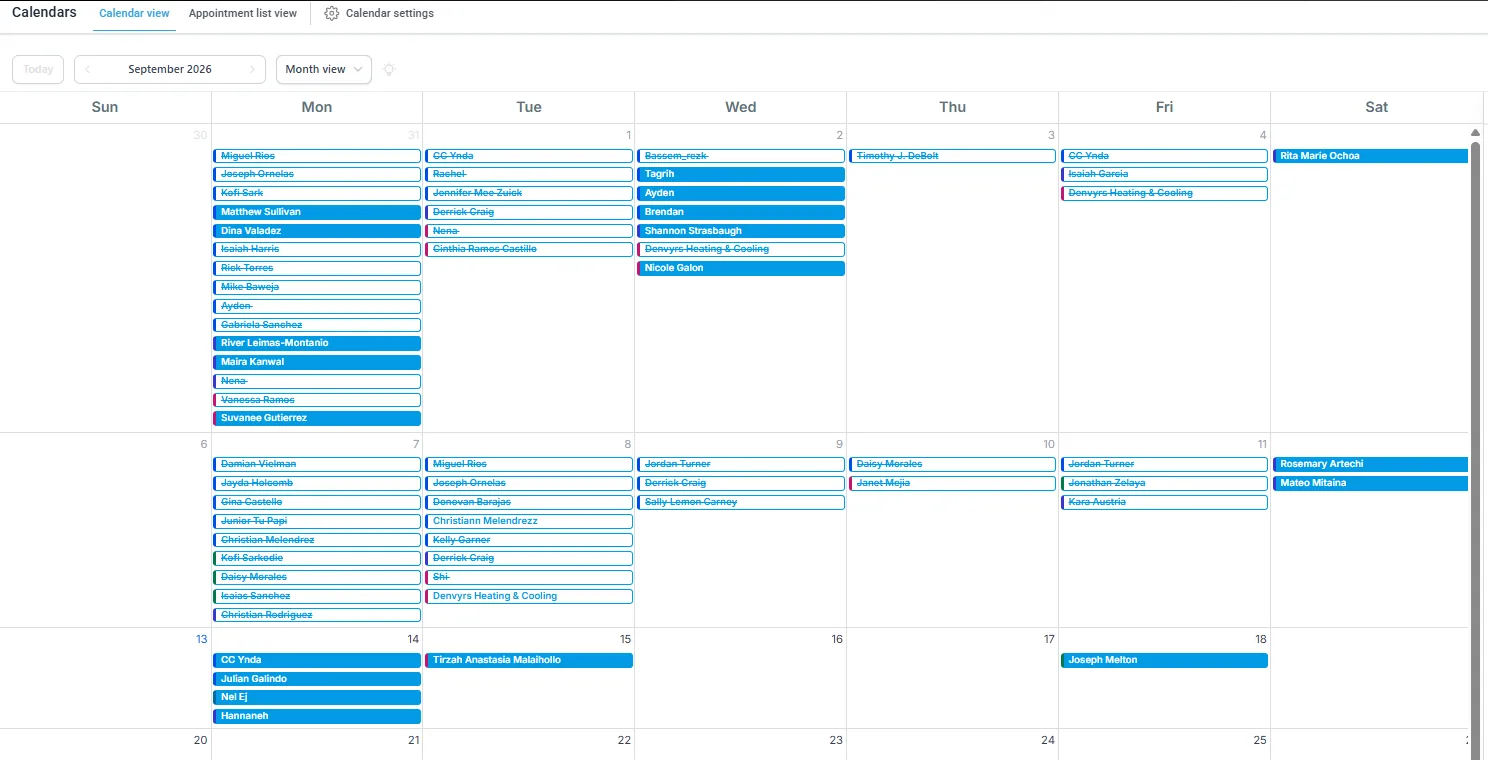 Booked solid through September