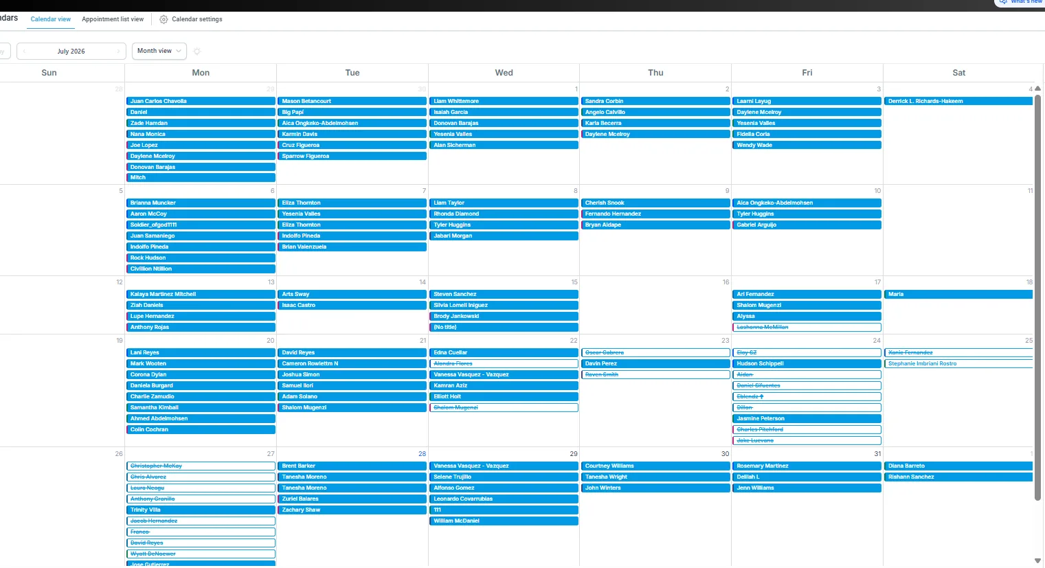 80+ appointments booked for July