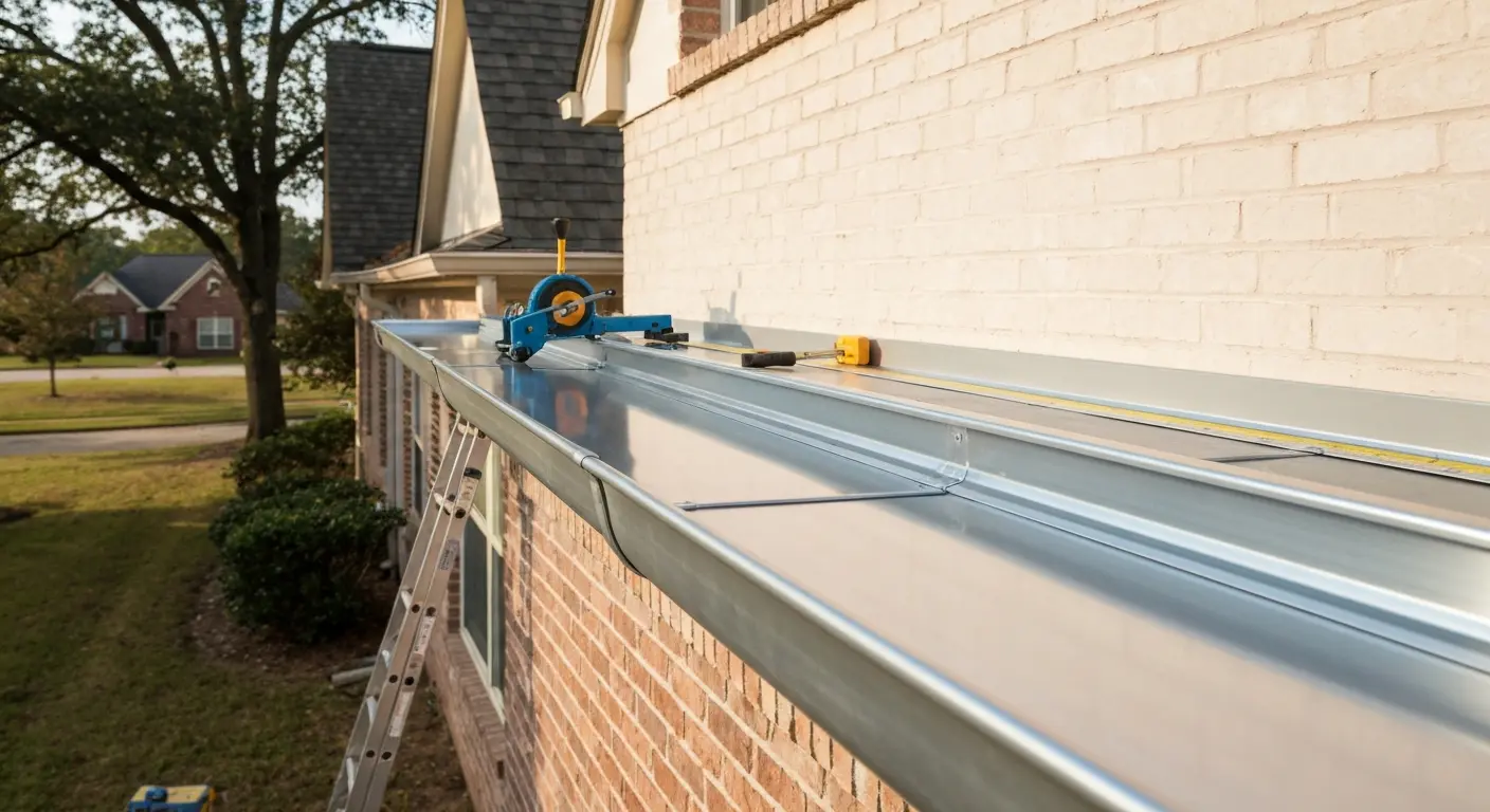 Seamless gutter installation on Benton home