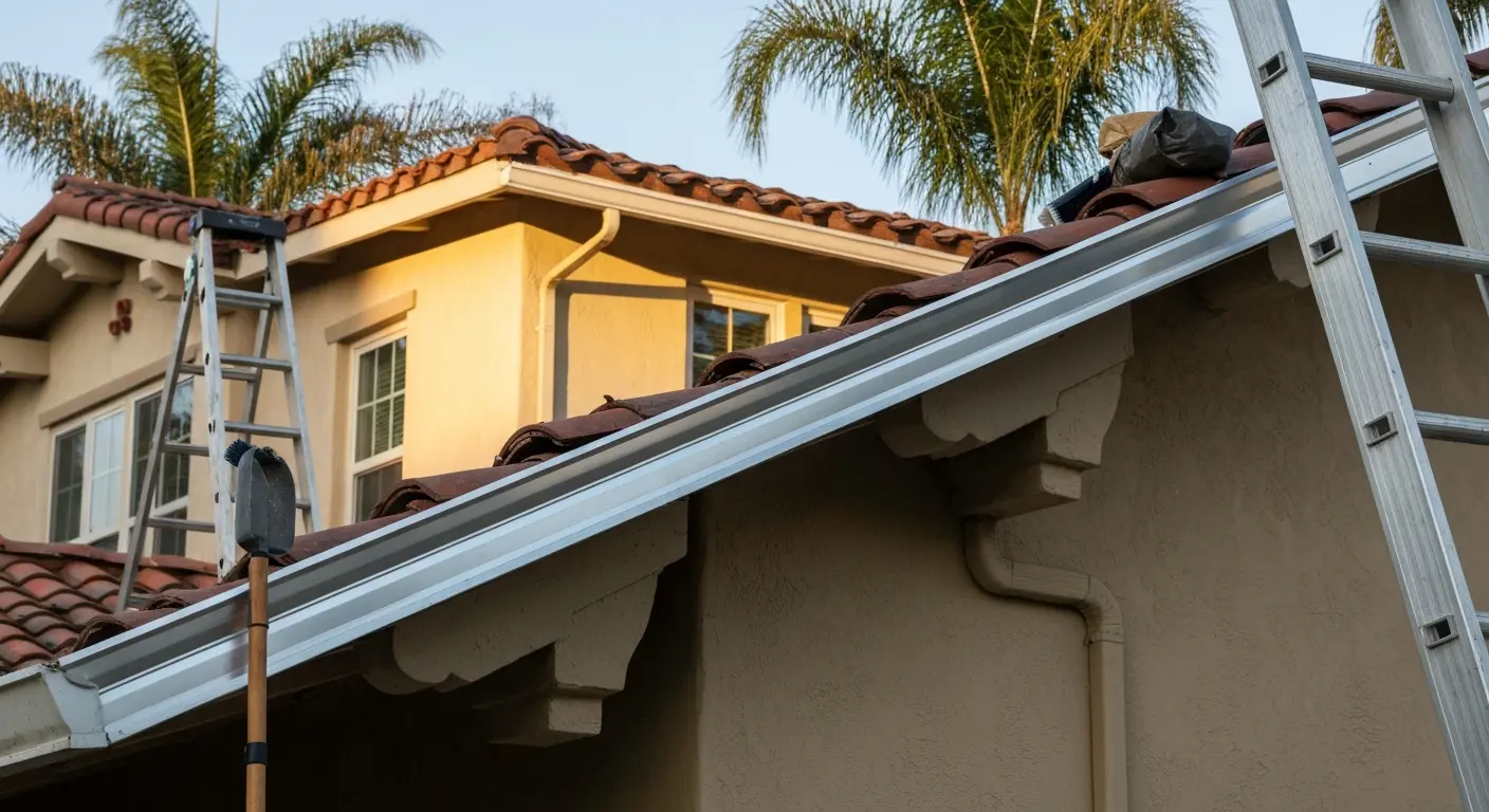 Two-story home gutter cleaning