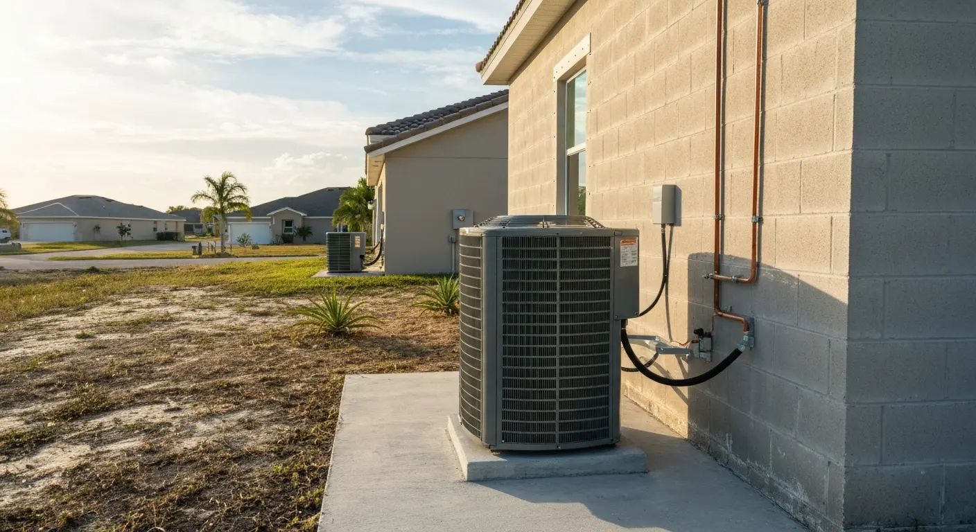 Modern Cape Coral home in Trafalgar neighborhood with A/C unit