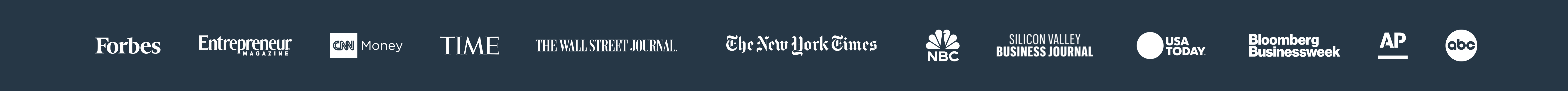 As seen in Forbes, Entrepreneur, CNN Money, Time, WSJ, New York Times, NBC, Silicon Valley Business Journal, USA Today, Businessweek, Associated Press and ABC