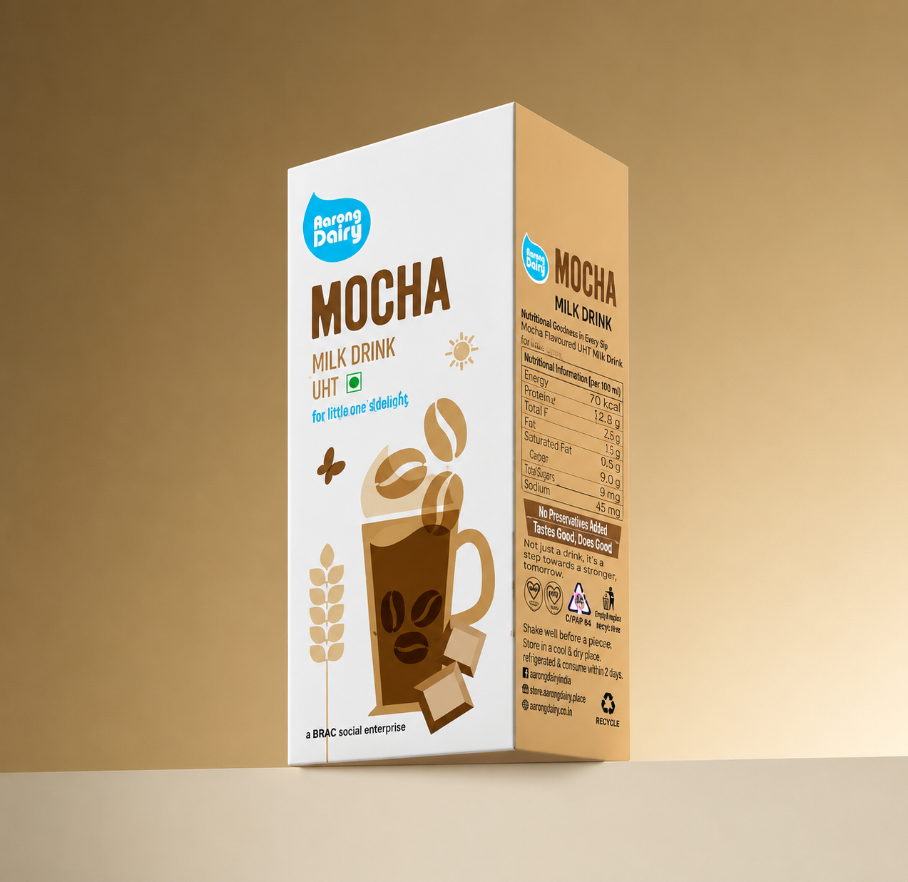 Aarong Dairy UHT Milk — Packaging Design & 3D Visualization — production still