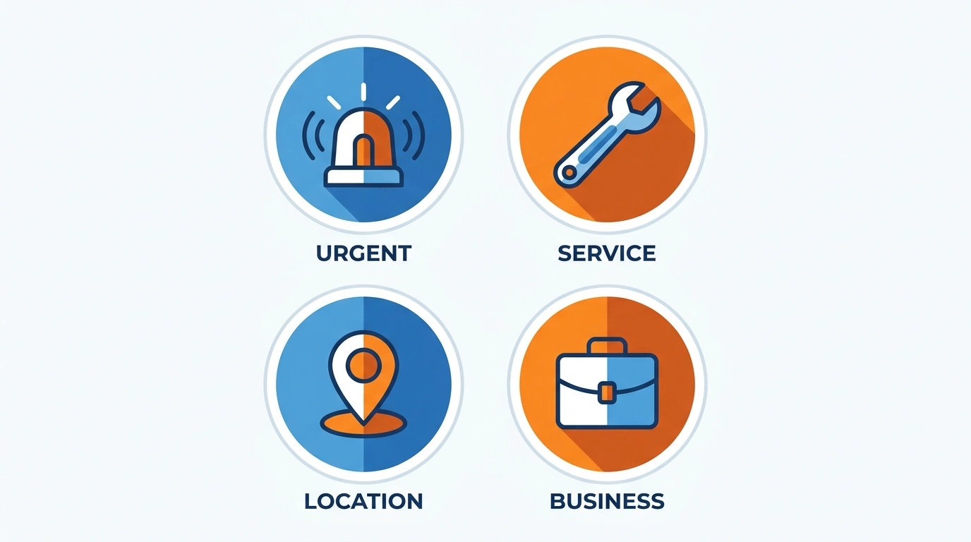 plumbing keyword intent groups emergency service local buyer illustration