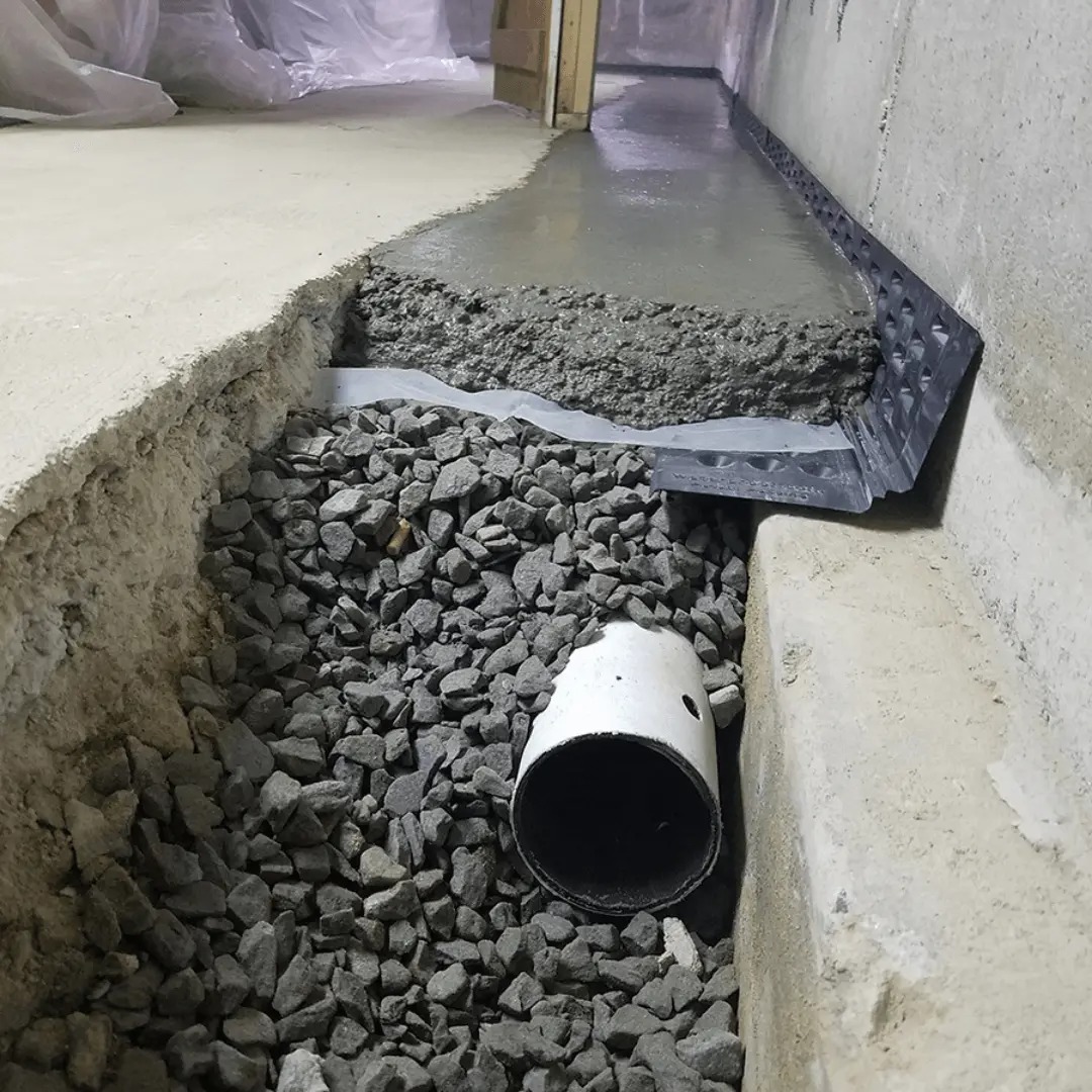 Basement waterproofing project