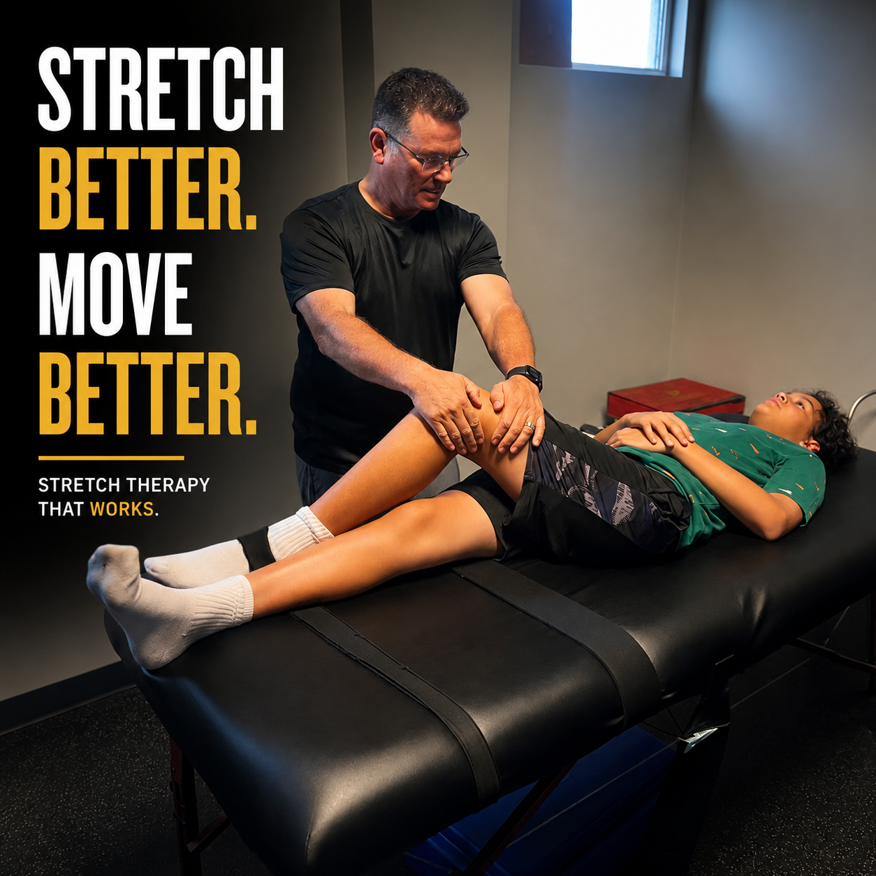 Jeff Metz performing assisted stretch therapy