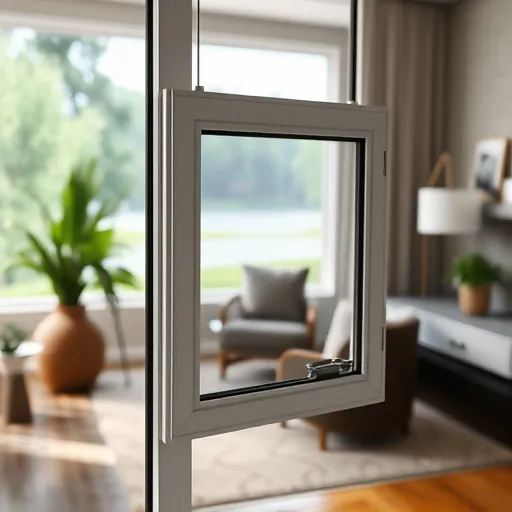 Close-up of a repaired window screen with taut mesh and polished edges in a bright modern home in Stillwater Minnesota