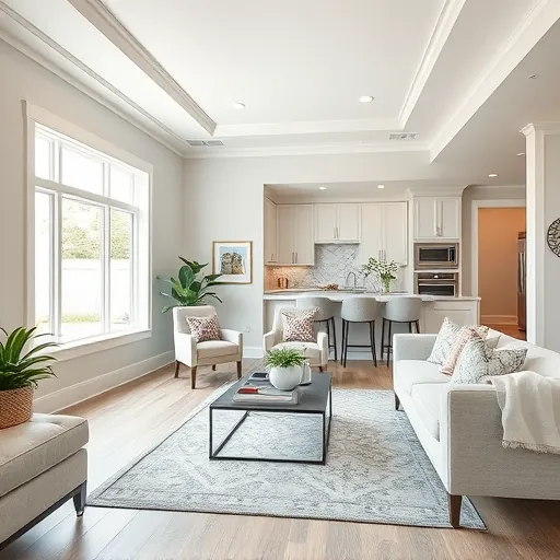 Modern remodeled living room in North Inver Grove Heights MN with stylish furniture, natural light, and elegant decor.