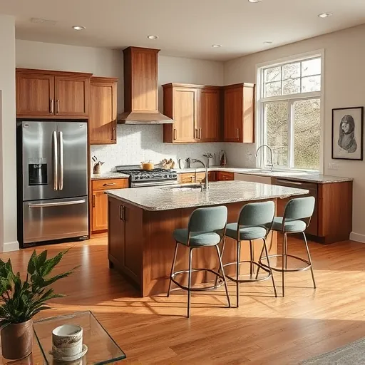 Eagan MN kitchen remodel with elegant granite countertops, custom cabinetry, stainless steel appliances and large island.