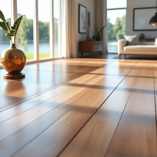 Pristine clean modern residential wooden or tiled track and sill with natural light and lush greenery view in Stillwater MN