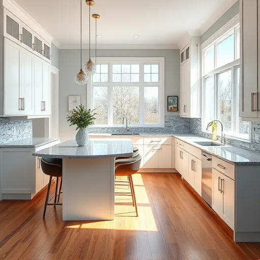 Beautifully remodeled kitchen in Lake Elmo MN featuring modern cabinetry, quartz countertop, and elegant decor.