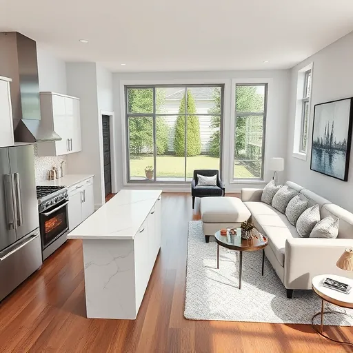 Modern open-concept living space in East Hastings MN, featuring a stylish kitchen and inviting decor elements.