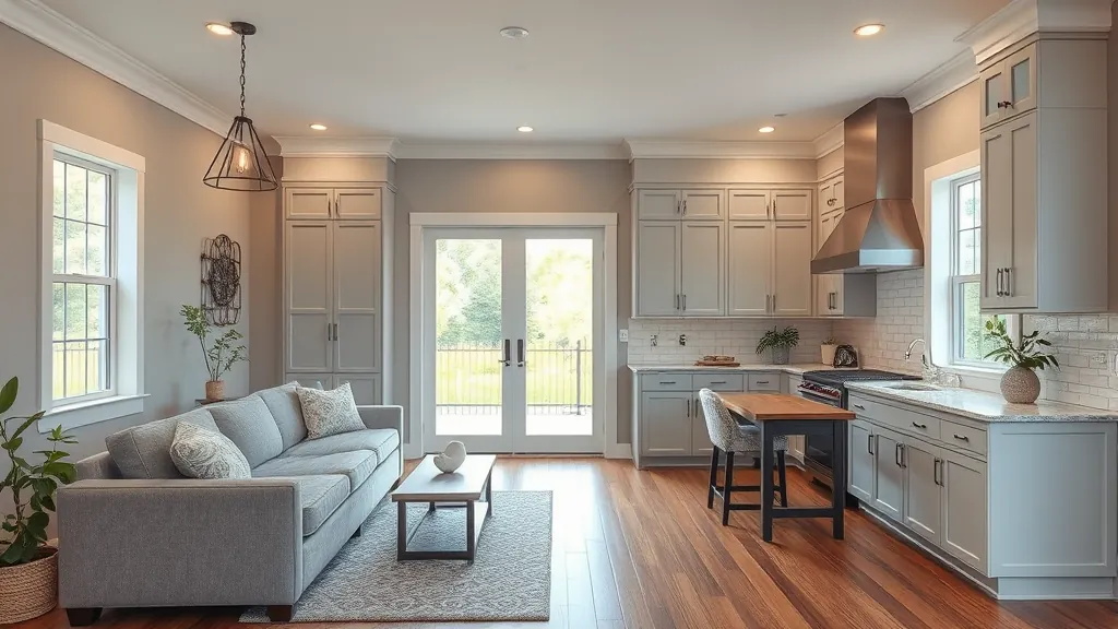 Home Remodeling in Maplewood, MN showcasing modern kitchen and living area design elements.