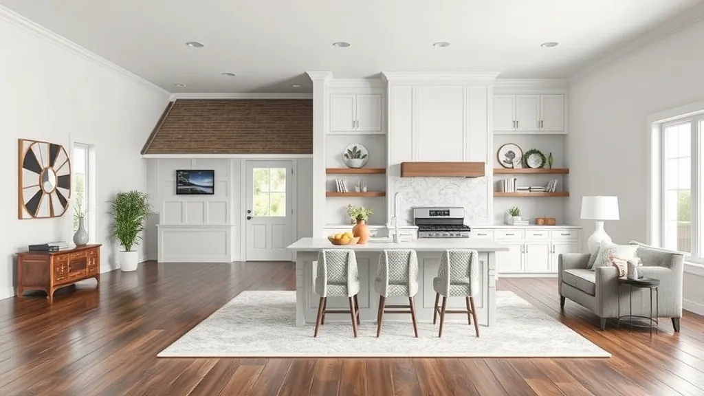Home Remodeling in Lake Elmo, MN with a modern kitchen and elegant living room design.