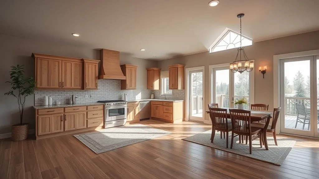Home Remodeling in Powers Lake Area, MN showcasing renovated kitchen with modern fixtures and open layout.