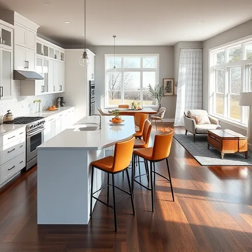 Spacious contemporary kitchen in Dancing Waters MN with white cabinetry, quartz countertops, and natural light.