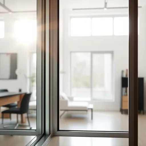 Pristine commercial window in Stillwater MN with sunlight streaming through sleek aluminum frames, highlighting spotless surfaces