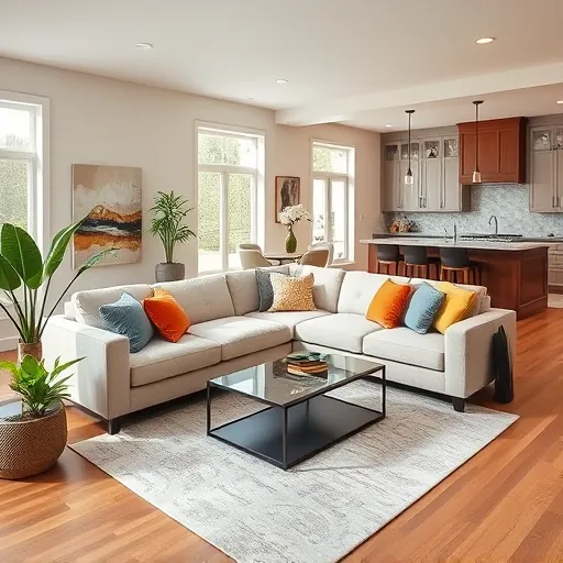 Inviting living room in East Cottage Grove MN features open concept design, plush sofa, stylish decor, and natural light.